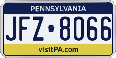 PA license plate JFZ8066