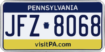 PA license plate JFZ8068