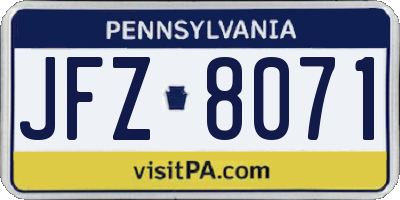 PA license plate JFZ8071