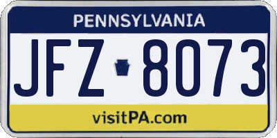 PA license plate JFZ8073