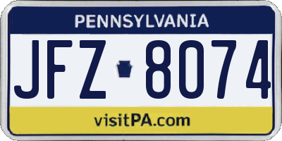 PA license plate JFZ8074