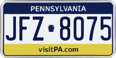 PA license plate JFZ8075