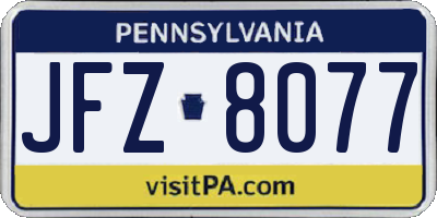 PA license plate JFZ8077