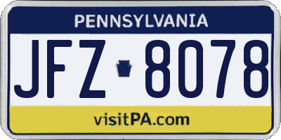 PA license plate JFZ8078