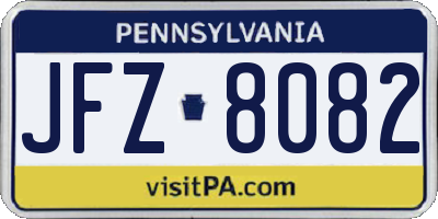 PA license plate JFZ8082