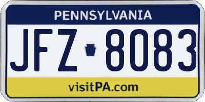 PA license plate JFZ8083