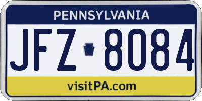 PA license plate JFZ8084