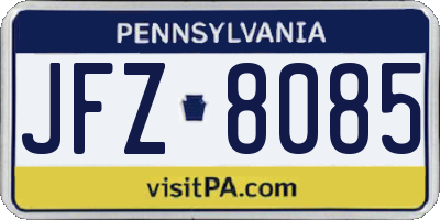 PA license plate JFZ8085