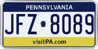 PA license plate JFZ8089