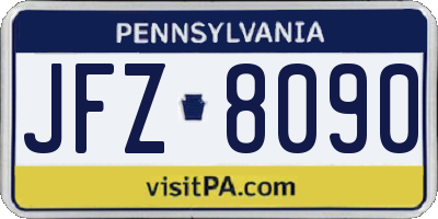PA license plate JFZ8090