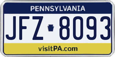 PA license plate JFZ8093