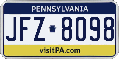 PA license plate JFZ8098
