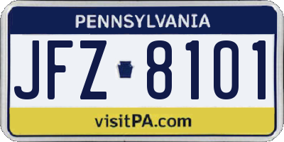 PA license plate JFZ8101