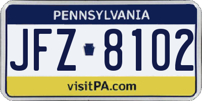 PA license plate JFZ8102