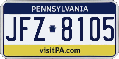 PA license plate JFZ8105