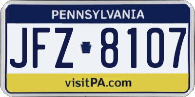 PA license plate JFZ8107