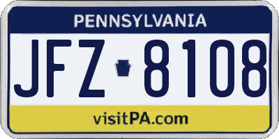 PA license plate JFZ8108