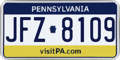 PA license plate JFZ8109