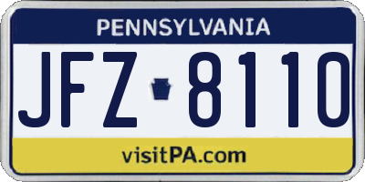 PA license plate JFZ8110