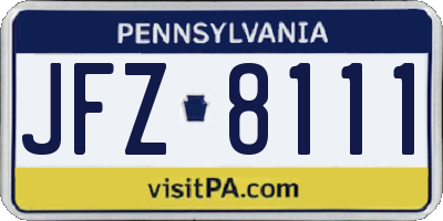 PA license plate JFZ8111