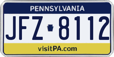 PA license plate JFZ8112