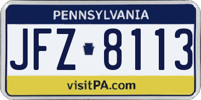 PA license plate JFZ8113
