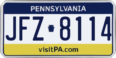 PA license plate JFZ8114