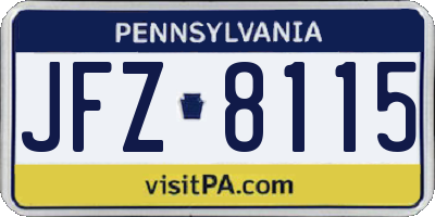 PA license plate JFZ8115