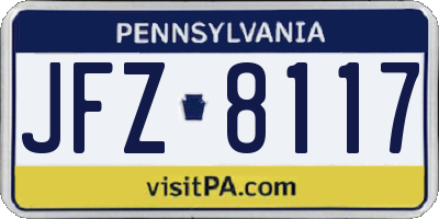 PA license plate JFZ8117