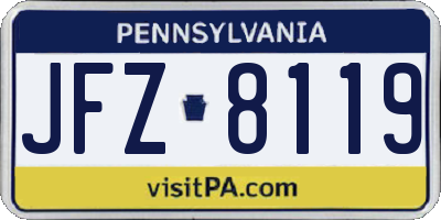 PA license plate JFZ8119