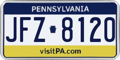PA license plate JFZ8120