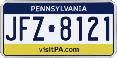 PA license plate JFZ8121
