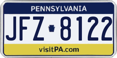 PA license plate JFZ8122