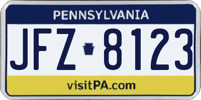 PA license plate JFZ8123