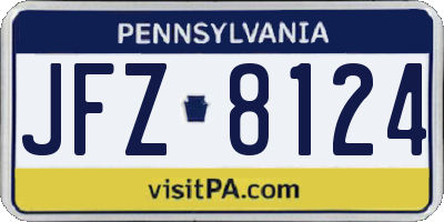 PA license plate JFZ8124