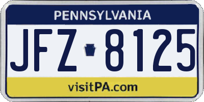 PA license plate JFZ8125