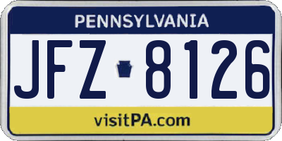 PA license plate JFZ8126