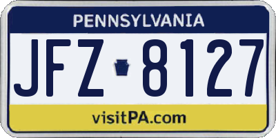 PA license plate JFZ8127