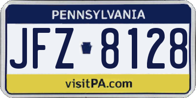 PA license plate JFZ8128