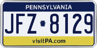 PA license plate JFZ8129