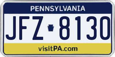 PA license plate JFZ8130