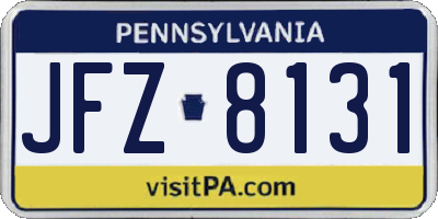 PA license plate JFZ8131