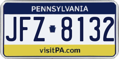 PA license plate JFZ8132