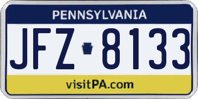 PA license plate JFZ8133
