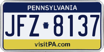 PA license plate JFZ8137