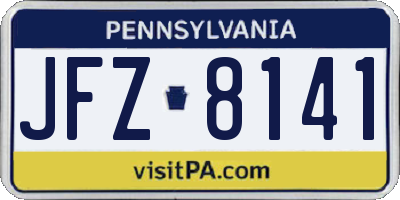 PA license plate JFZ8141