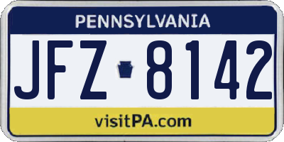 PA license plate JFZ8142