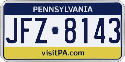 PA license plate JFZ8143