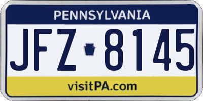 PA license plate JFZ8145