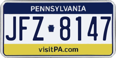 PA license plate JFZ8147
